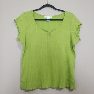 One Step Up Plus Lime Green Ribbed Stretch Top 1X